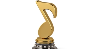 The gold music notes trophy,3D illustration.