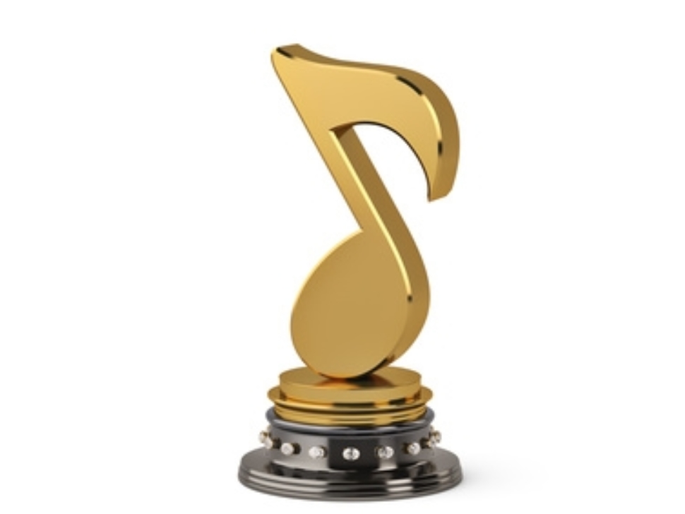 The gold music notes trophy,3D illustration.